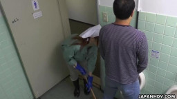 JapanHDV Maki Koizumi - Maki Koizumi jumps on men in a public bathroom to suck them off